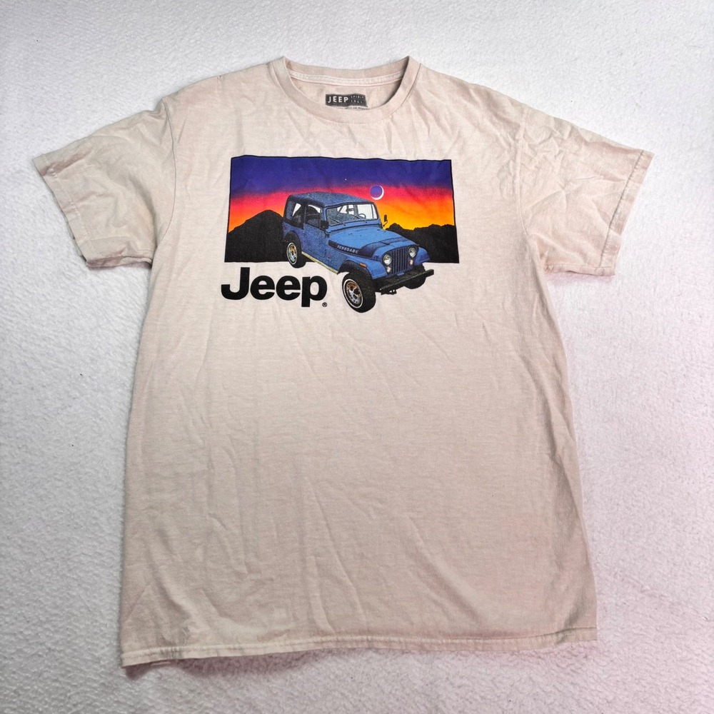 Jeep Spirit Wrangler Graphic T Shirt Size Small Vintage Style Beige